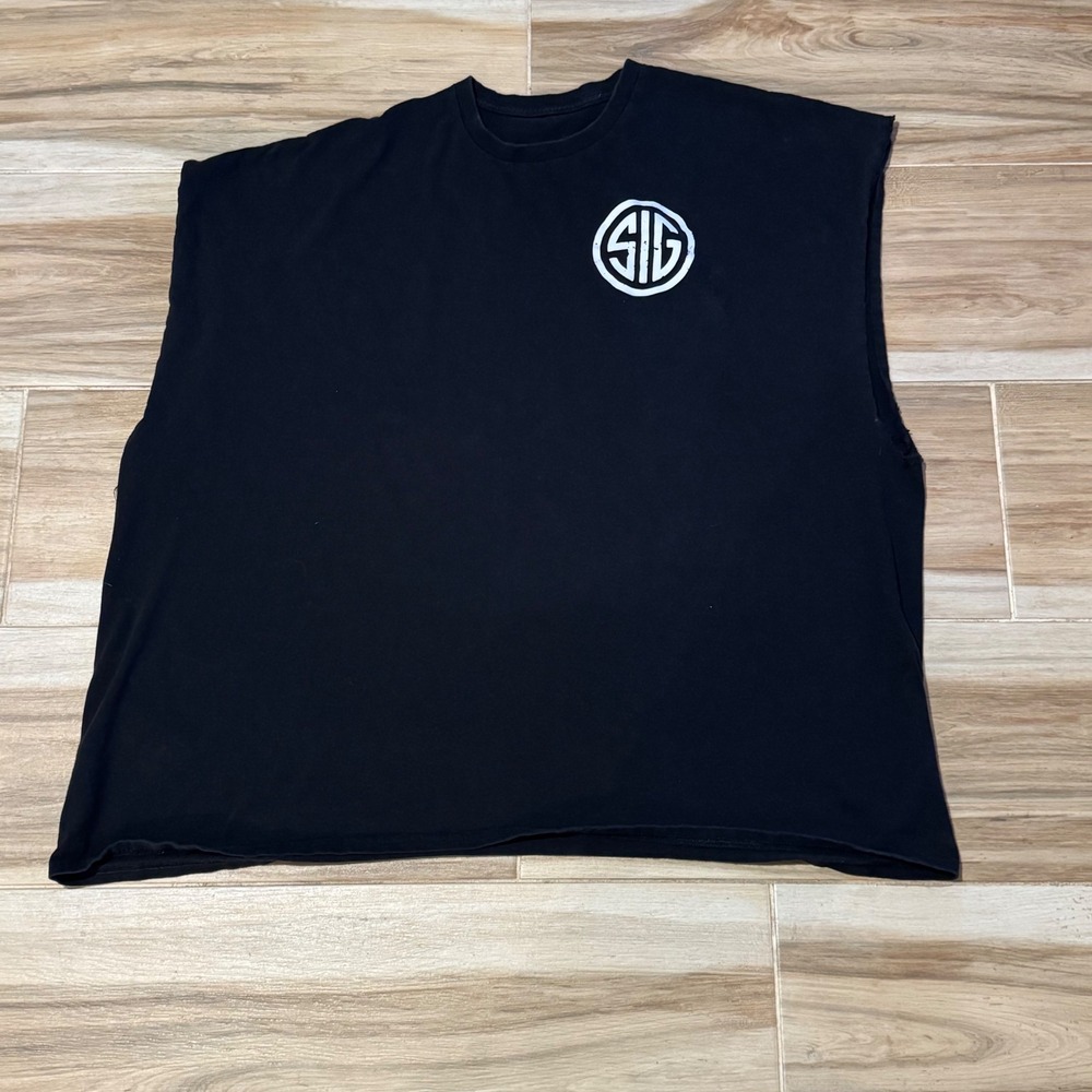 Sig Sauer Never Settle Skull Graphic Muscle Tee Black Sleeveless Shirt Mens 3XL